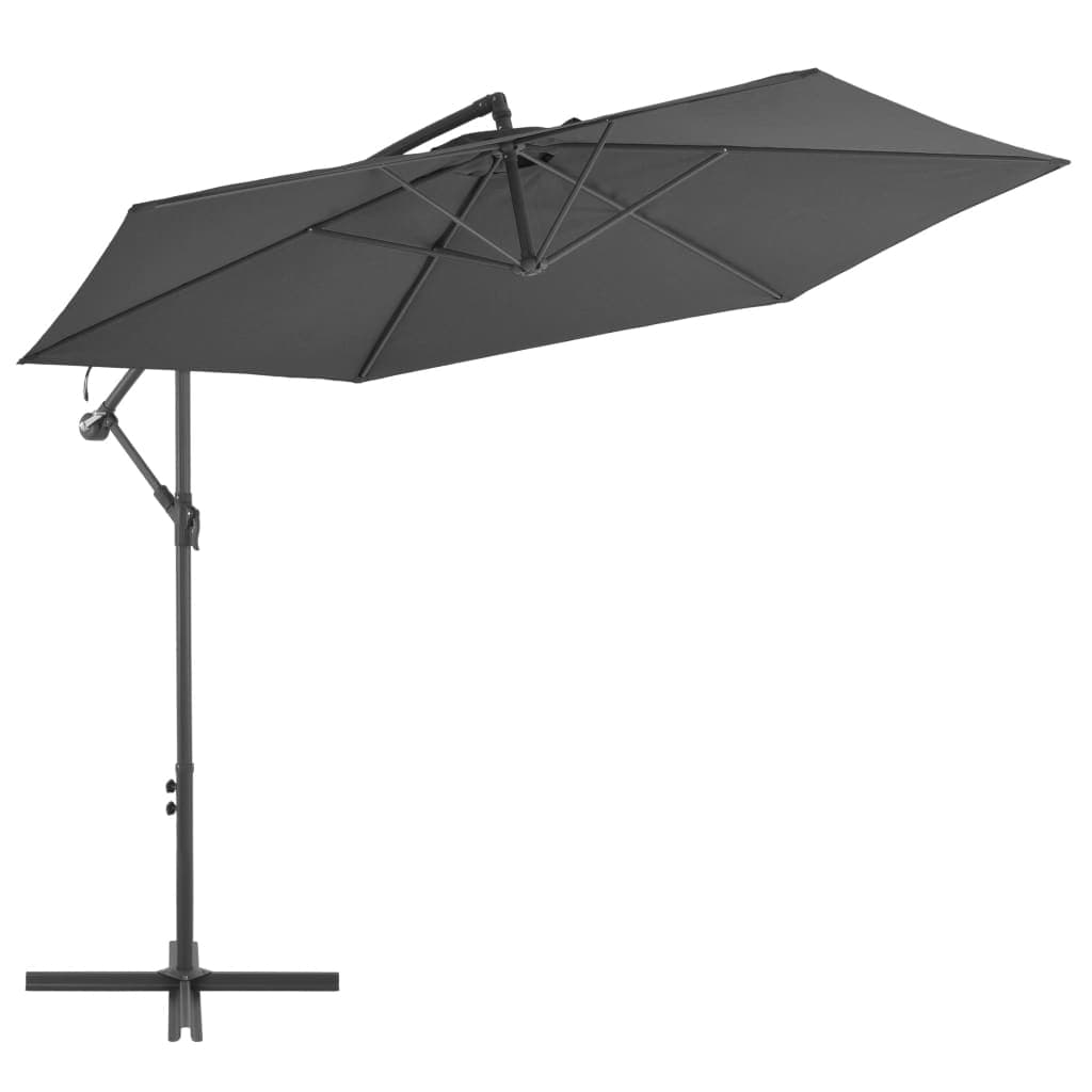 vidaXL Guarda-sol cantilever com poste de alumínio 300 cm antracite