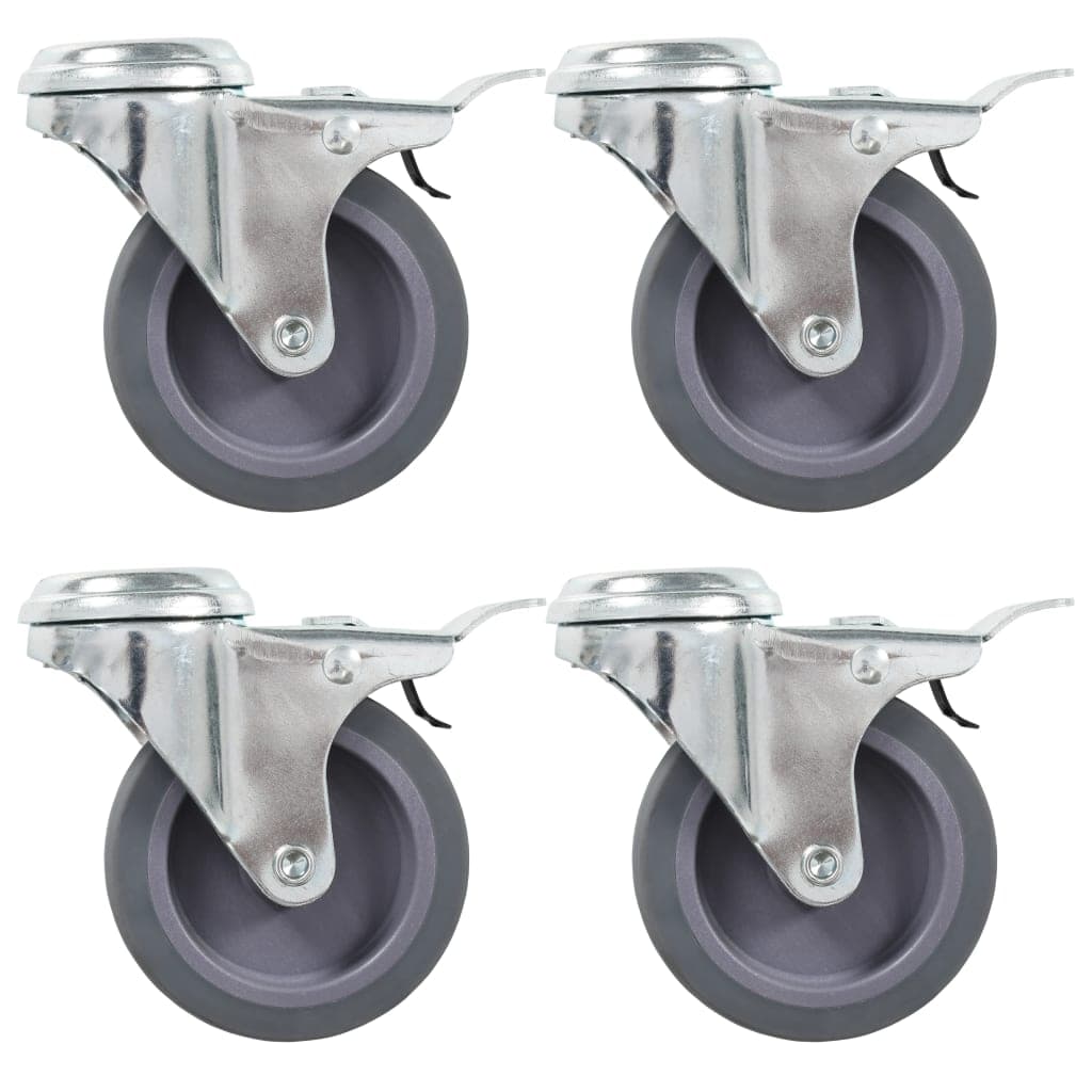 vidaXL Rodas giratórias orif. p/ parafuso e travões duplos 4 pcs 75mm
