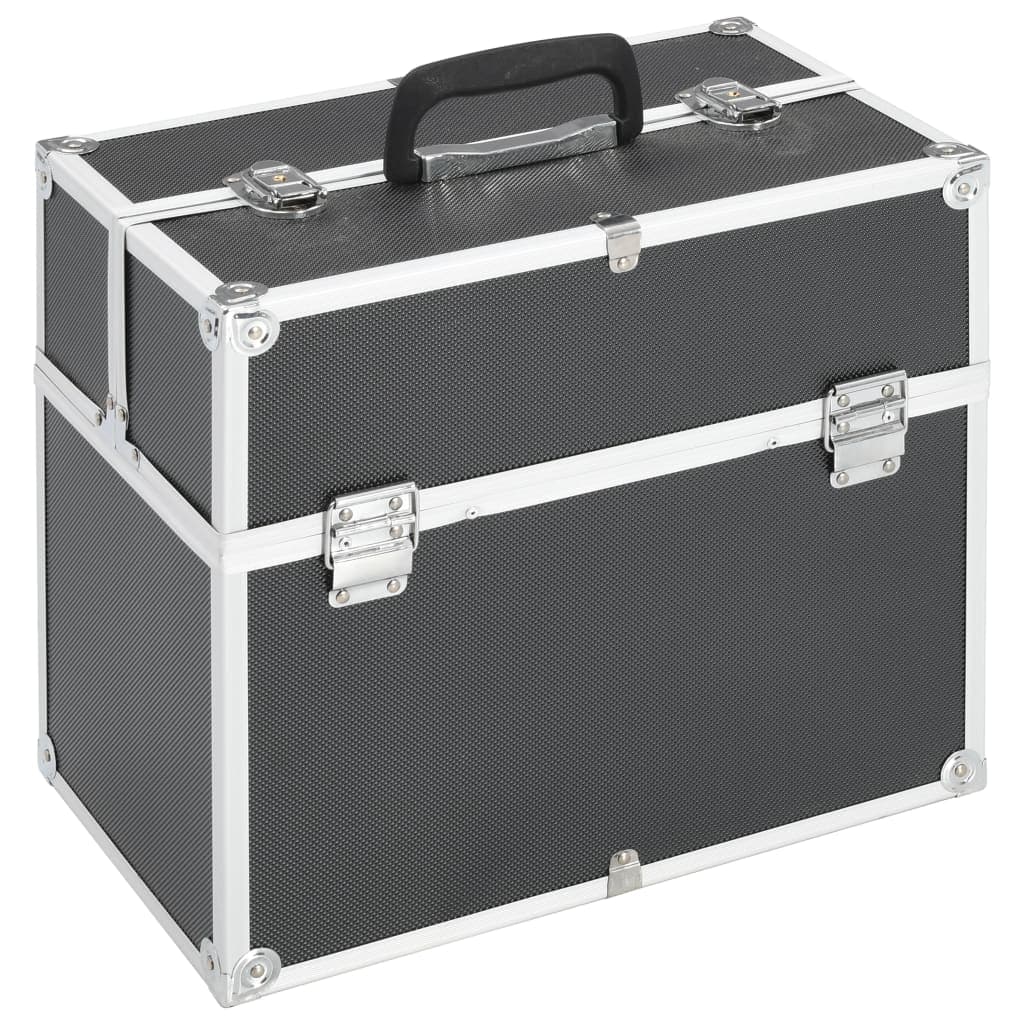 vidaXL Caixa de maquilhagem 38x23x34 cm alumínio preto