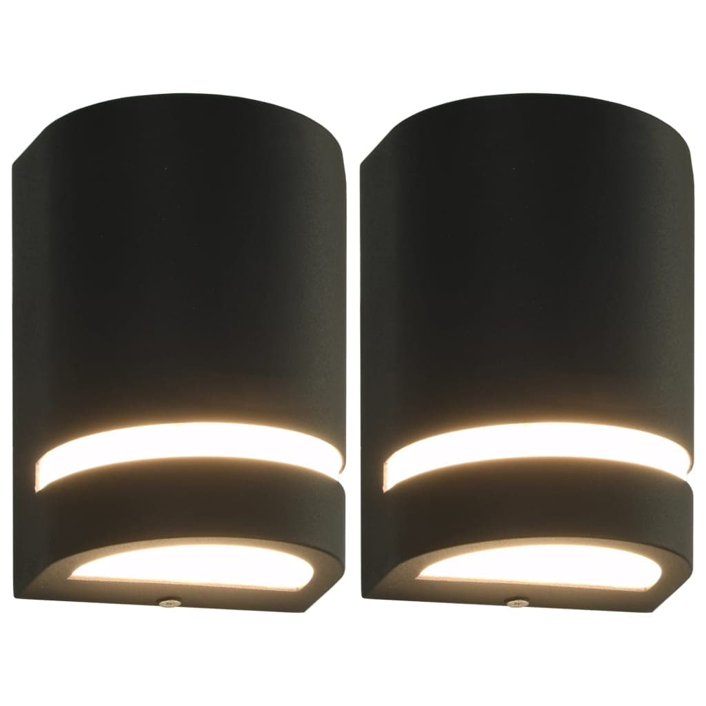 vidaXL Candeeiros de parede exterior 2 pcs 35 W semicilíndrico preto