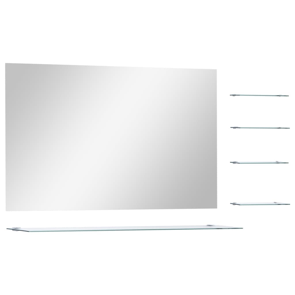 vidaXL Espelho de parede com 5 prateleiras 100x60 cm prateado