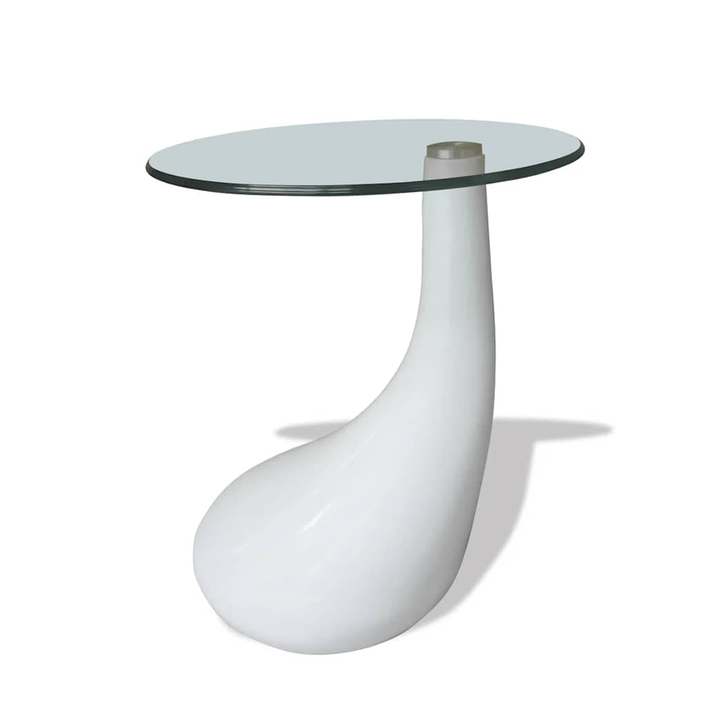 vidaXL Mesa de centro com tampo redondo de vidro, branco brilhante