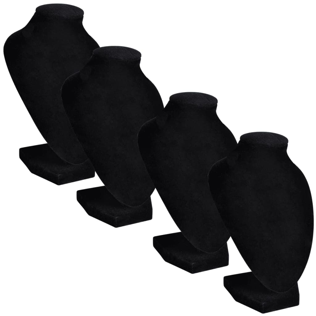 Busto para colares, suporte de joia em flanela, preto 9 x 8,5 x 15 cm