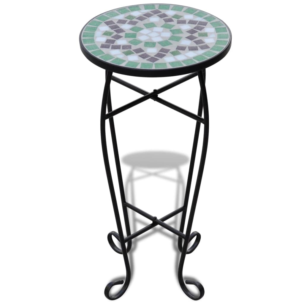 vidaXL Mesa de apoio para plantas em mosaico verde e branco