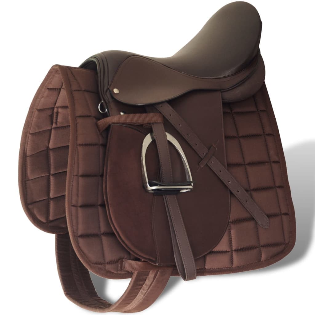 Sela para equitação 17,5", couro natural 18 cm 5-in-1 / Marrom