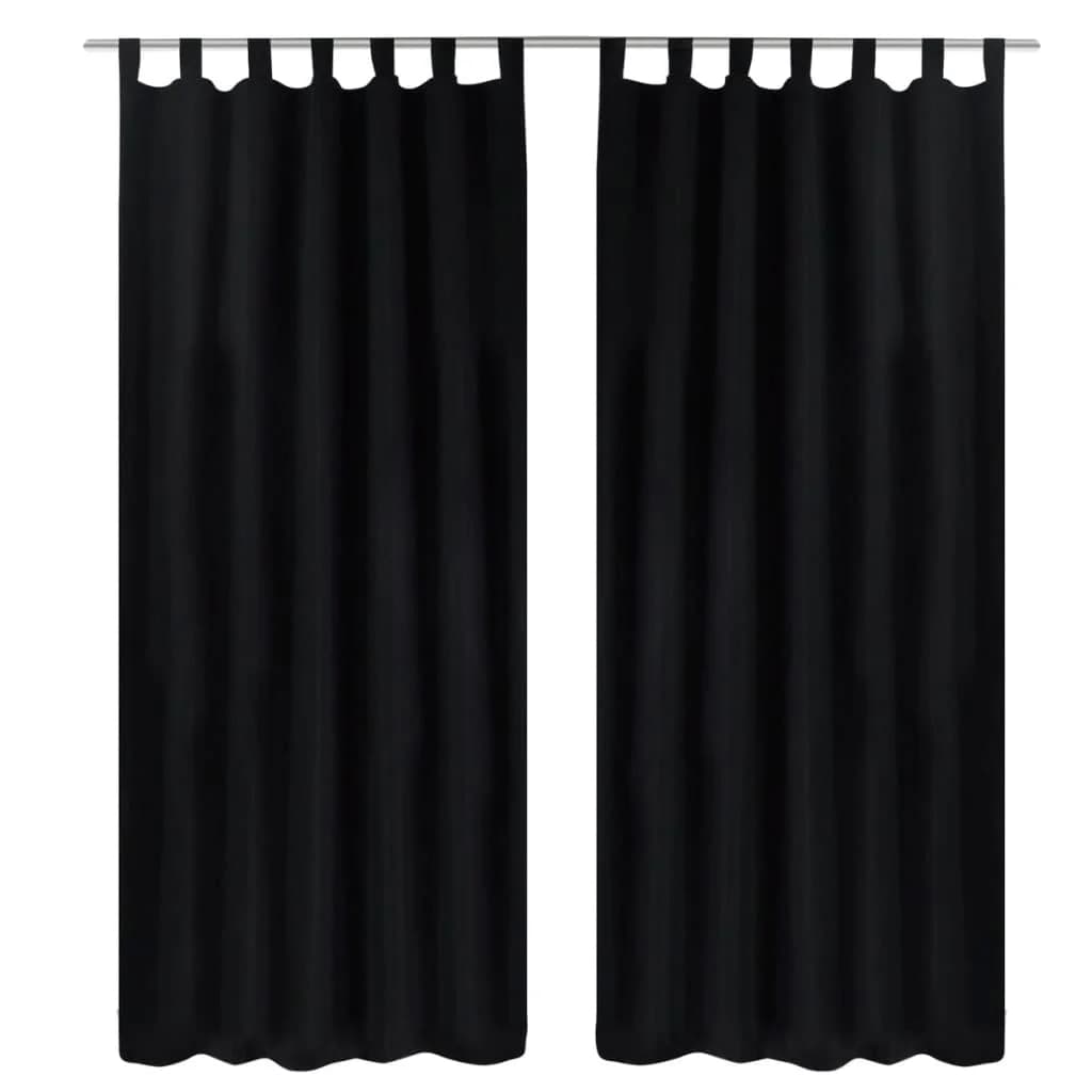 Cortinas de Cetim com Laços, 2 Pcs, Preto 140 X 175 cm - 130353