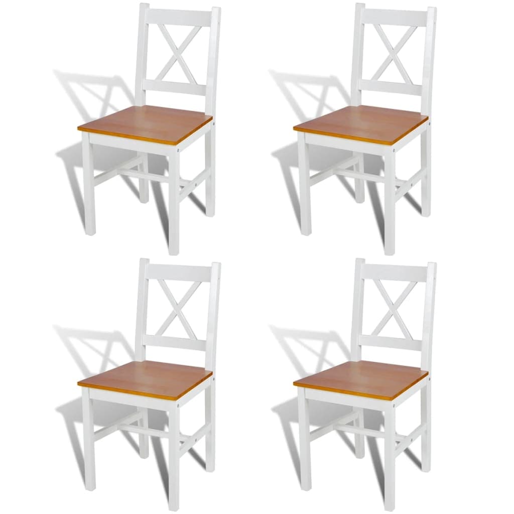 vidaXL Cadeiras de jantar 4 pcs madeira de pinho branco