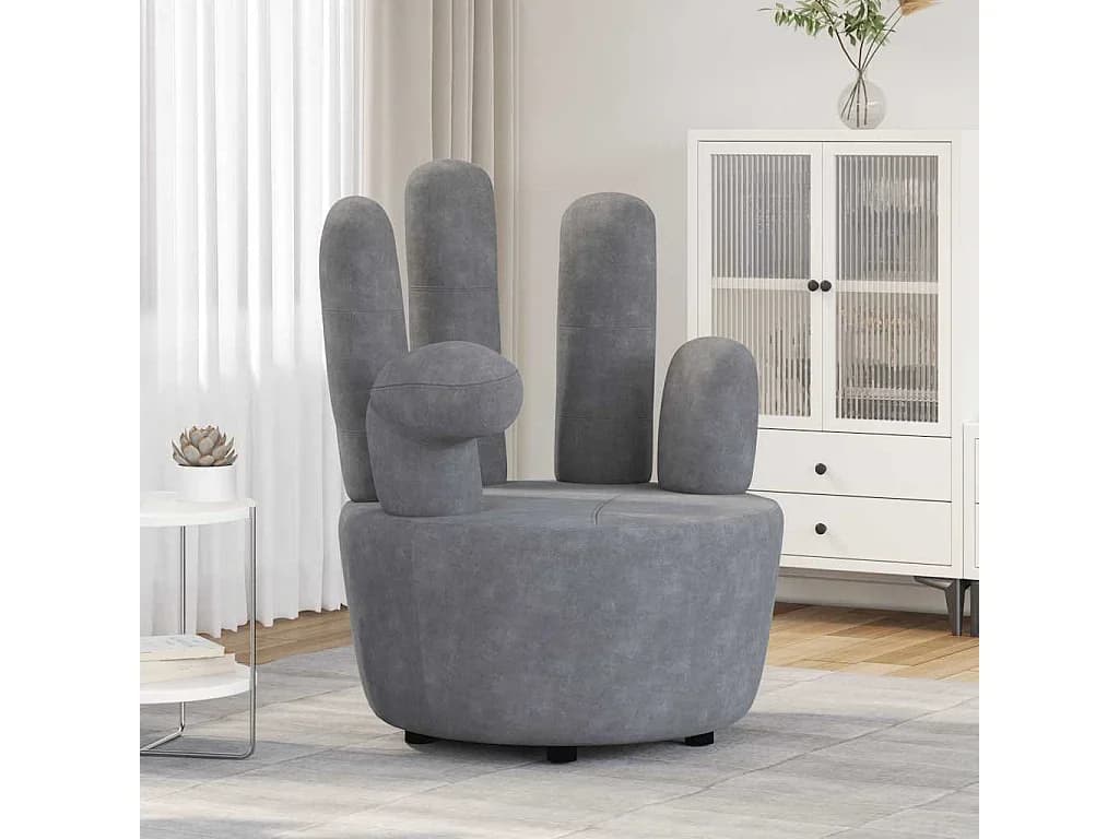 Cadeira em forma de mão veludo cinzento