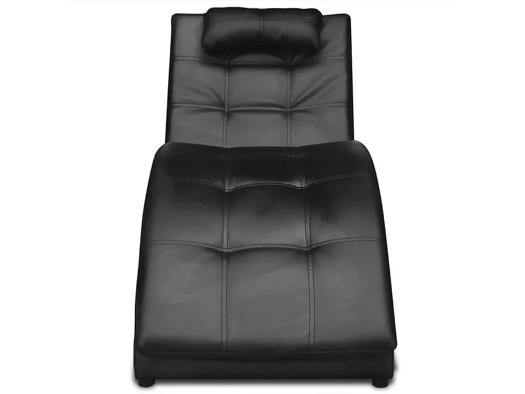 Chaise longue com almofada couro artificial preto