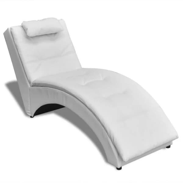 Sofá Chaise Longue com Almofada Couro Artificial Branco - 242217