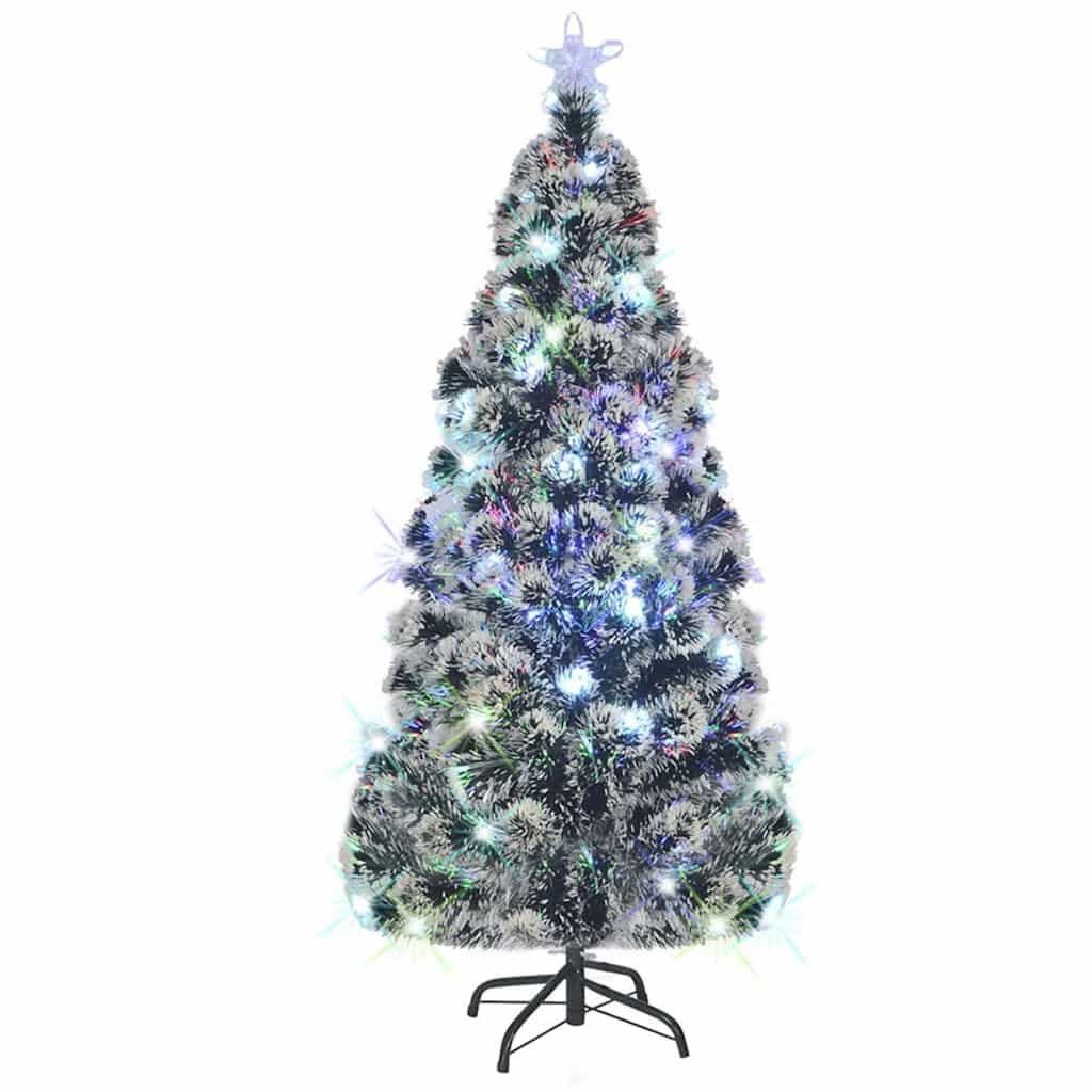 vidaXL Árvore de Natal pré-iluminada c/ suporte e LED 210 cm fibra ótica