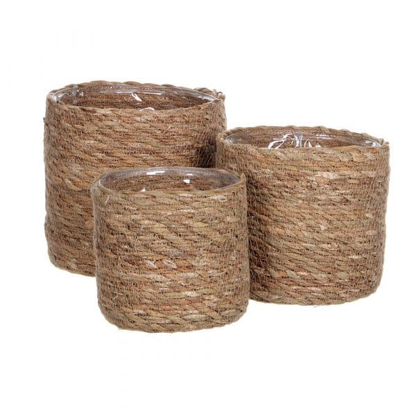 Mica Decorations Cesto Atlantic Conjunto de 3 Castanho vime