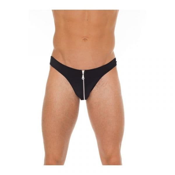 Amorable Tanga com Cremallera Negro Tamanho Unico R1922