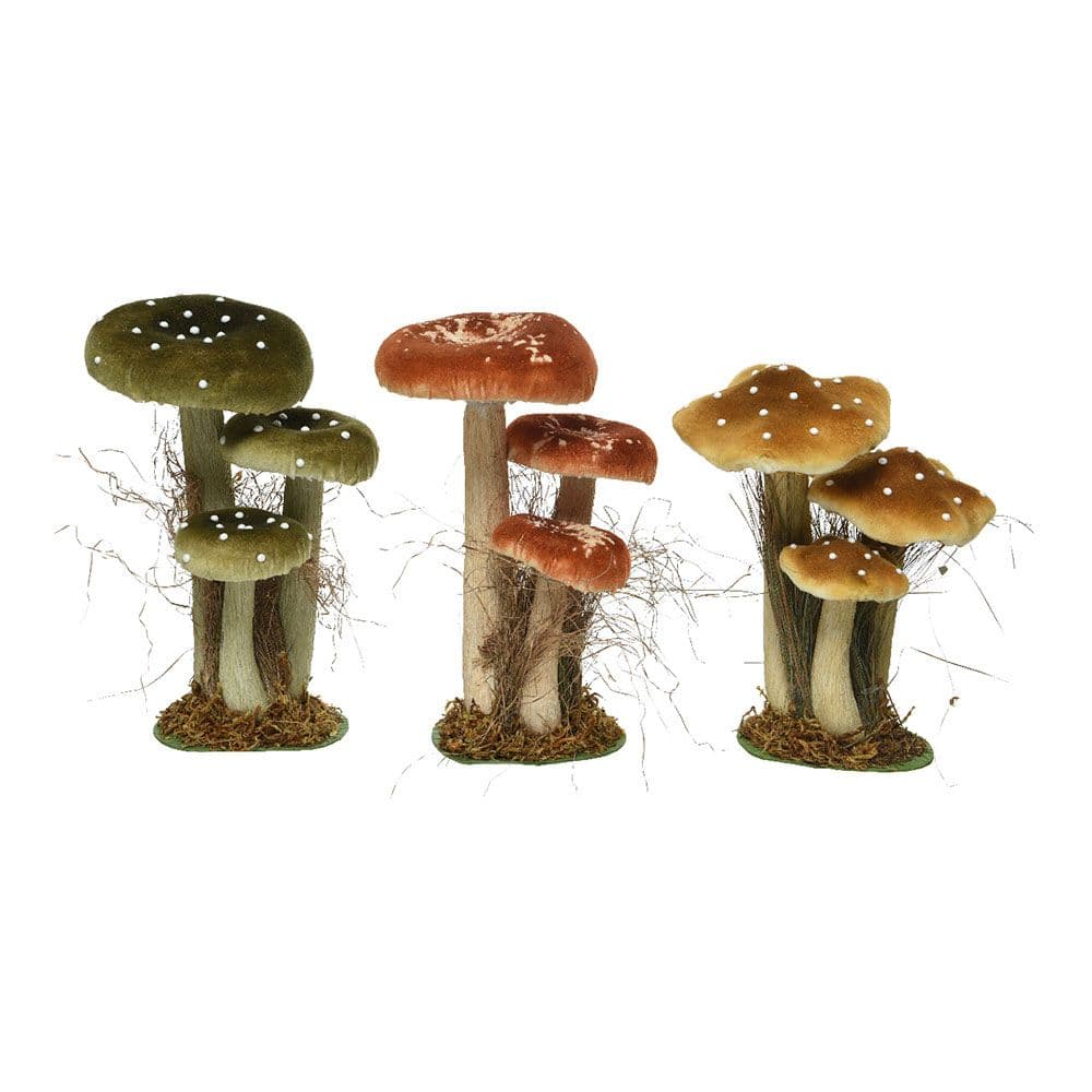 CONJUNTOS DE 3 COGUMELOS SOBRE MUSGO 14X18X26CM CORES/MODELOS DIV