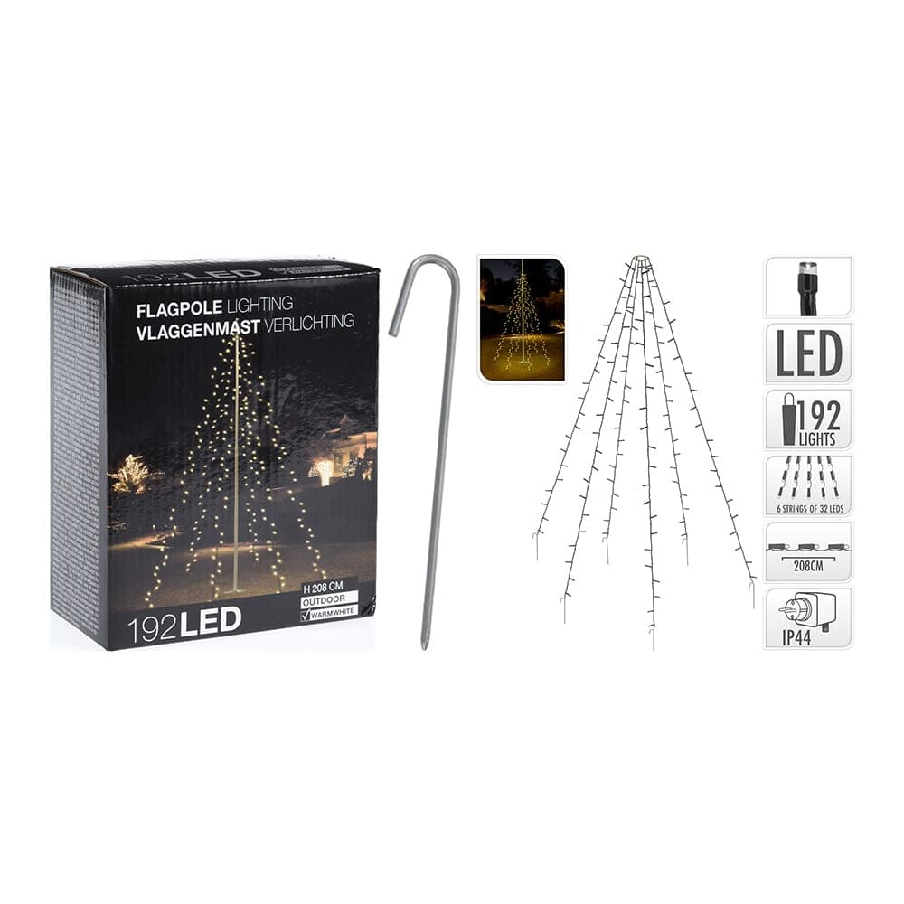 CORTINA BRANCO QUENTE 192 LEDS ESPECIAL PARA ÁRVORES IP44 2,08M (