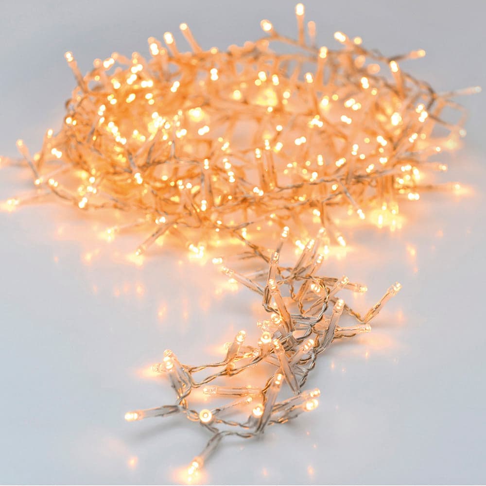 GRINALDA MINI LIGHT BRANCO QUENTE 120 LEDS FIXOS CABO TRANSPARENT
