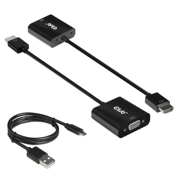 Club 3D Adaptador HDMI 1.4 para VGA (M/F) Ativo com Áudio Preto