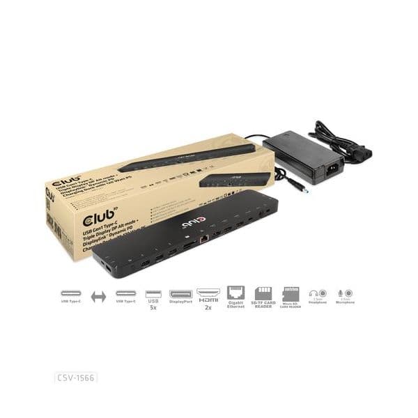 Club 3D Docking Station CSV-1566 USB-C 15-em-1 DisplayLink 4K 120W PD 6x USB 3.0 DisplayPort 2x HDMI LAN