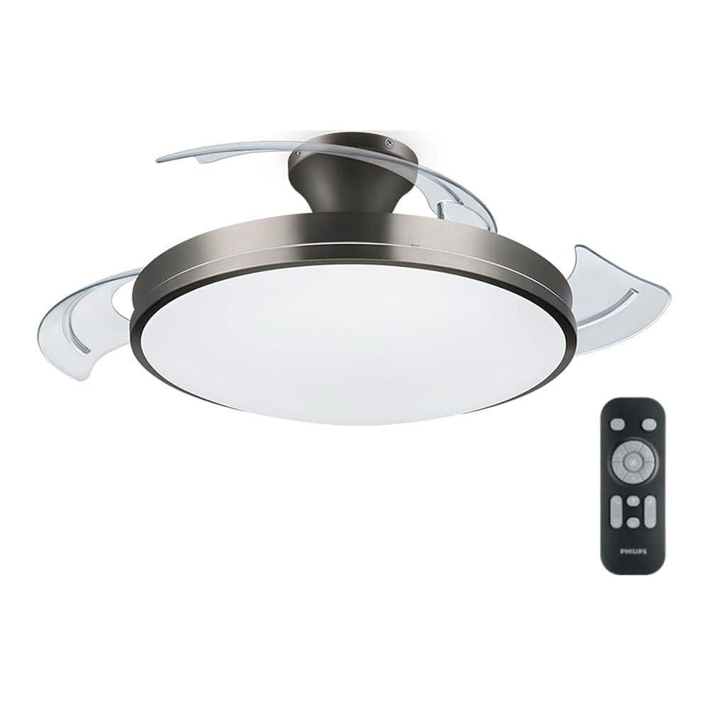 VENTOINHA DE TETO DE LED MODELO ATLAS. COR NIKEL. POTÊNCIA: 28+35