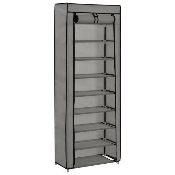 Sapateira com Cobertura 57x29x162 cm Tecido Cinzento - 282432