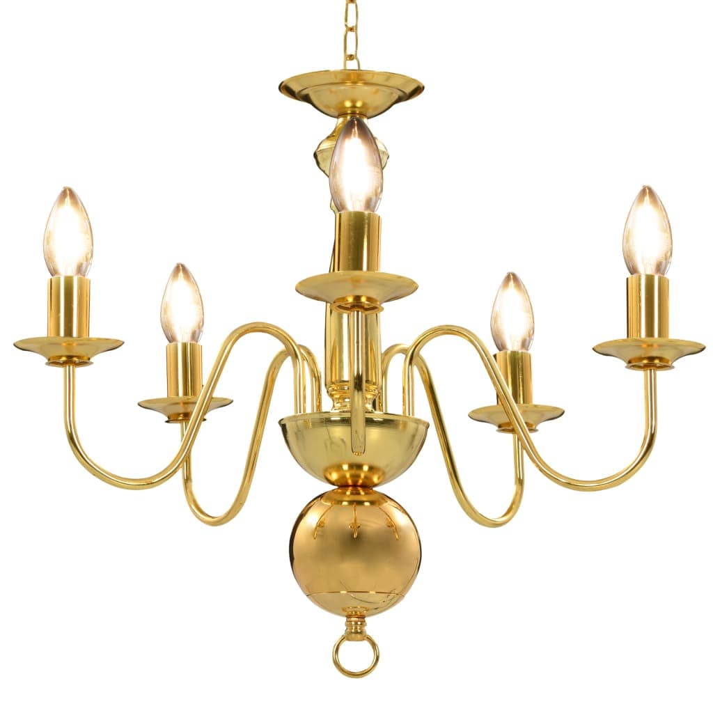 vidaXL Lustre de 5 lâmpadas E14 dourado