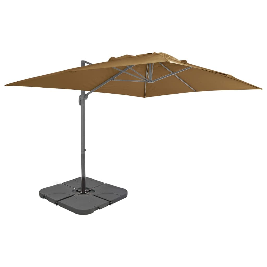 vidaXL Guarda-sol de jardim com base portátil cinzento-acastanhado
