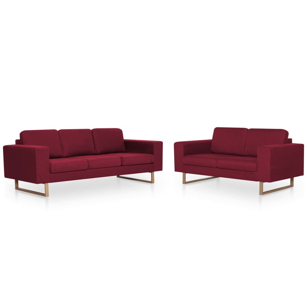 vidaXL 2 pcs conjunto de sofás tecido vermelho tinto