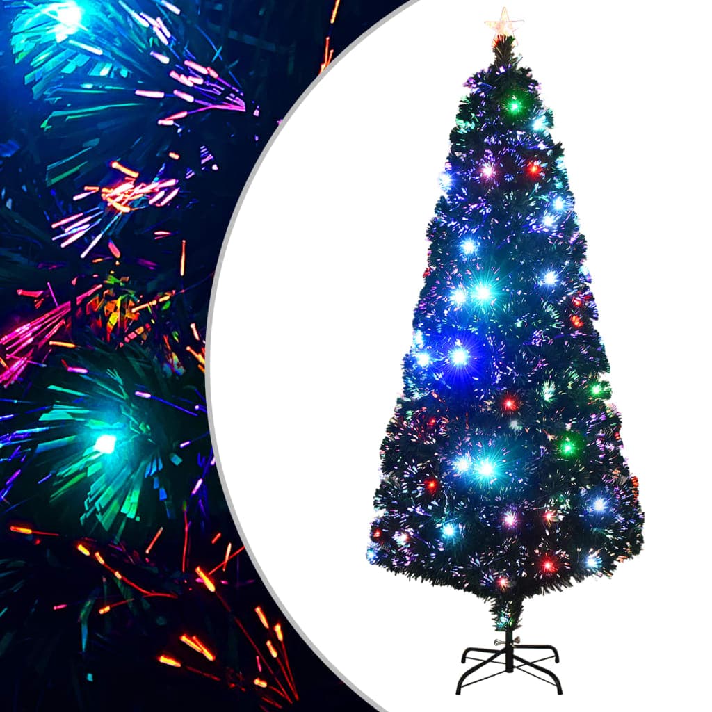 vidaXL Árvore de Natal pré-iluminada c/ suporte e LED 210 cm fibra ótica