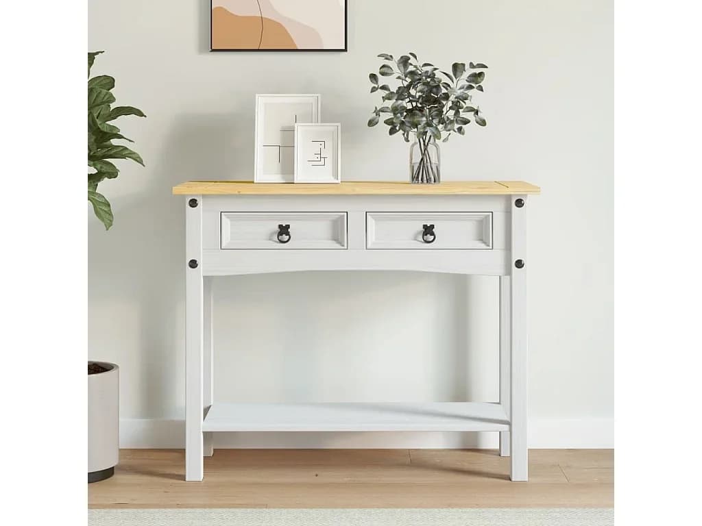 Mesa consola Corona pinho mexicano 90x34,5x73 cm branco