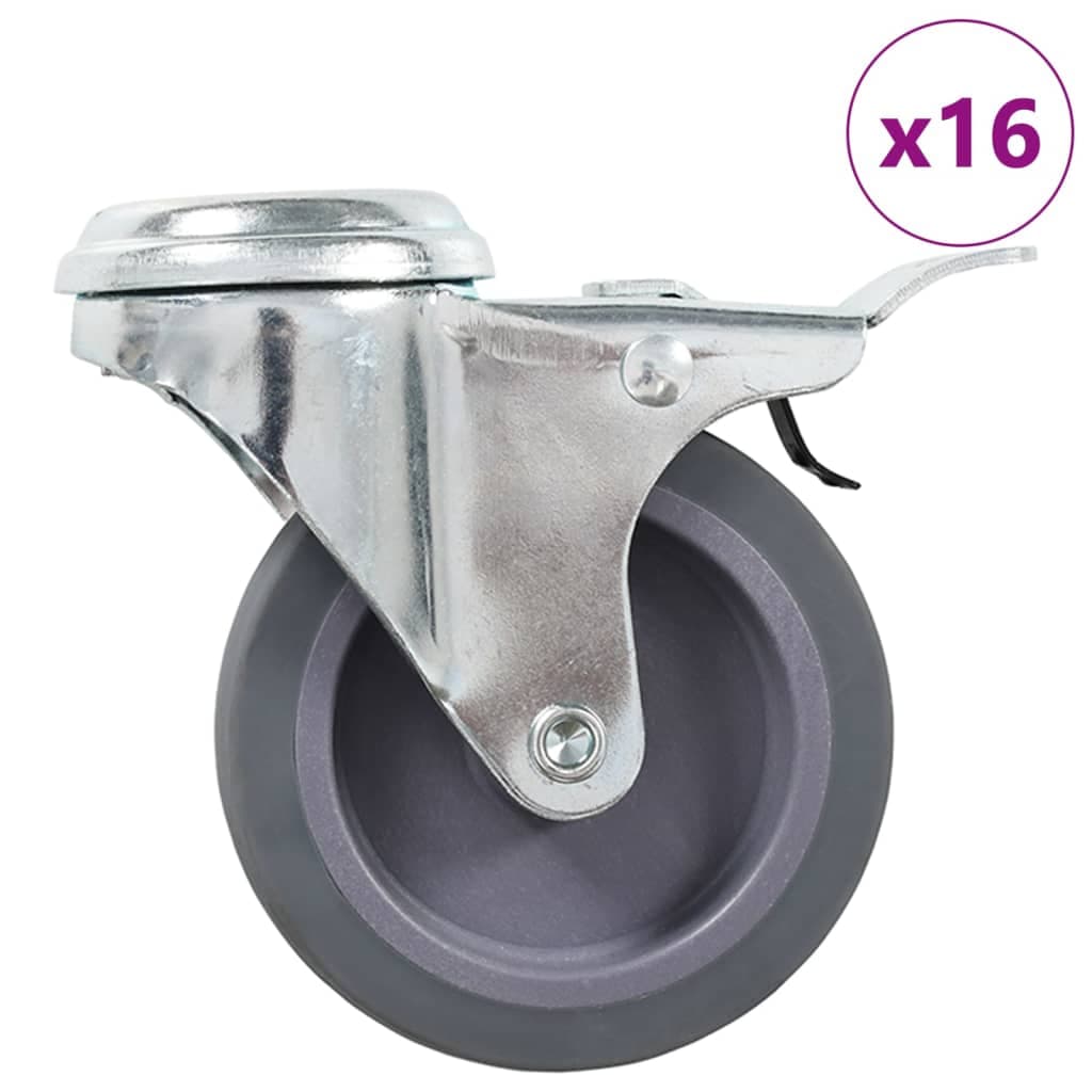 vidaXL 16 pcs rodas giratórias com orifício para parafuso 75 mm