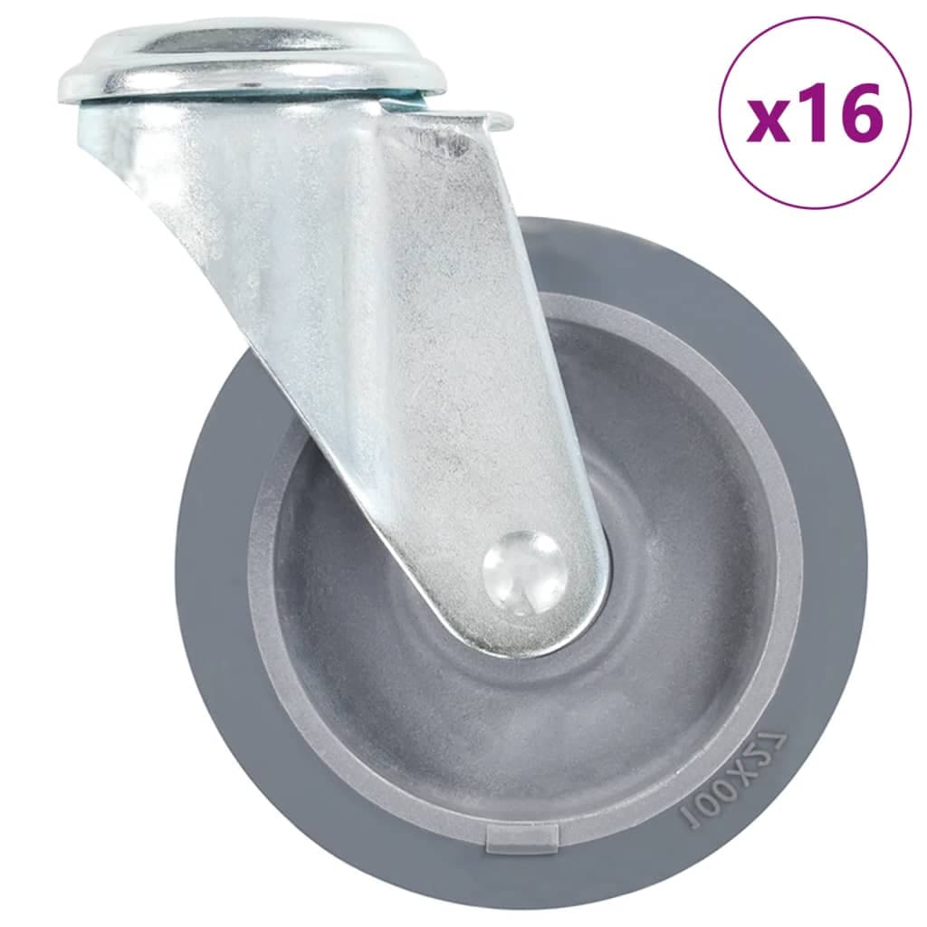 vidaXL 16 pcs rodas giratórias com orifício para parafuso 100 mm