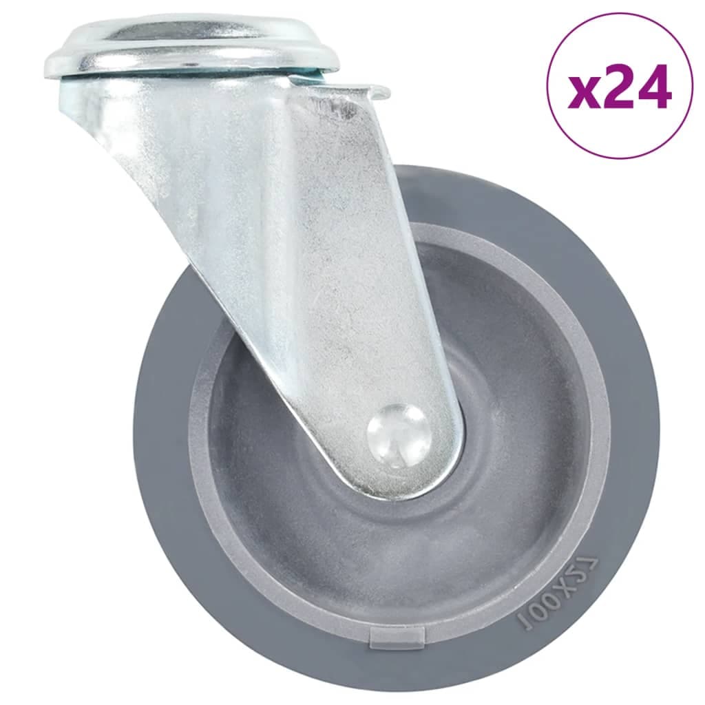 vidaXL 24 pcs rodas giratórias com orifício para parafuso 100 mm