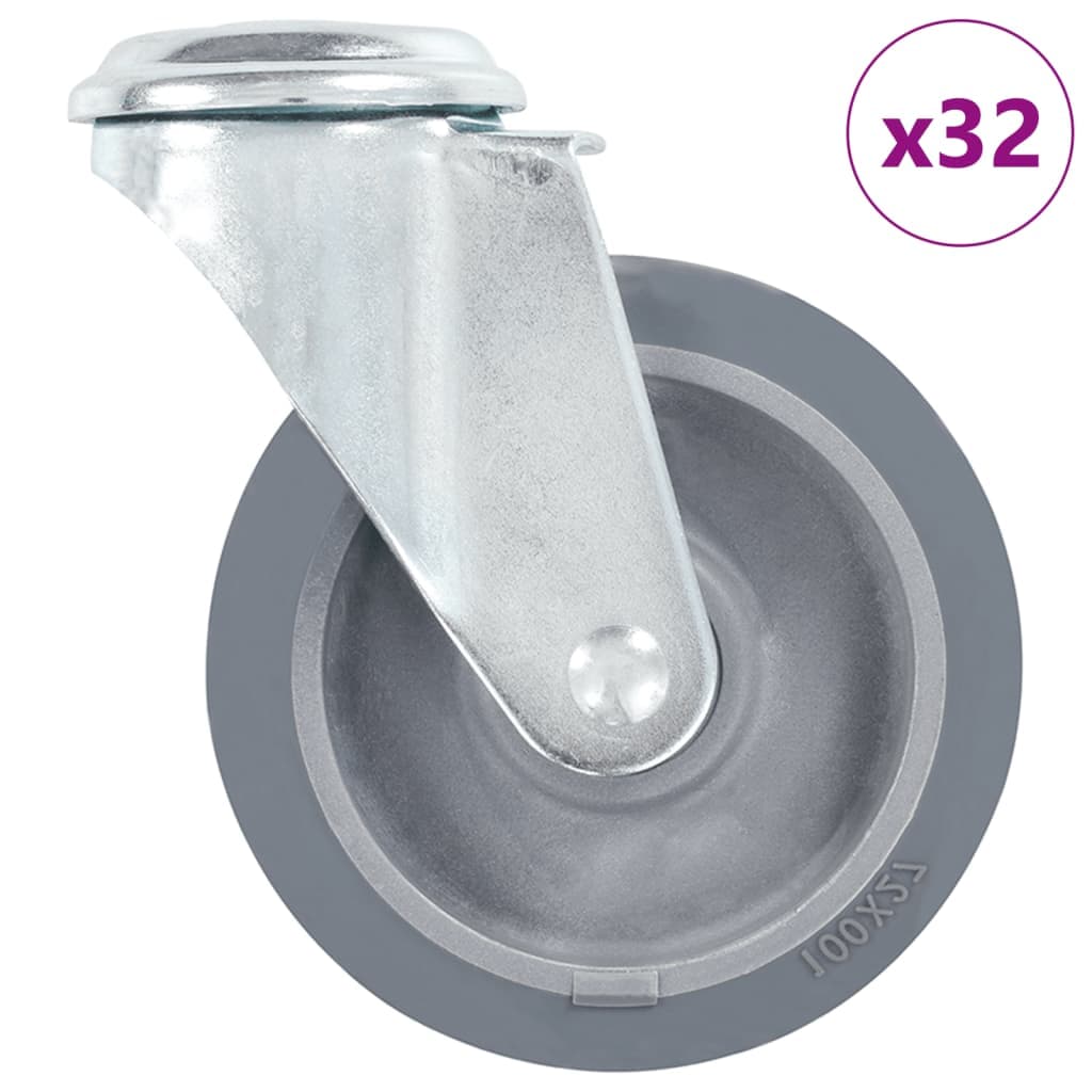 vidaXL 32 pcs rodas giratórias com furo 100 mm