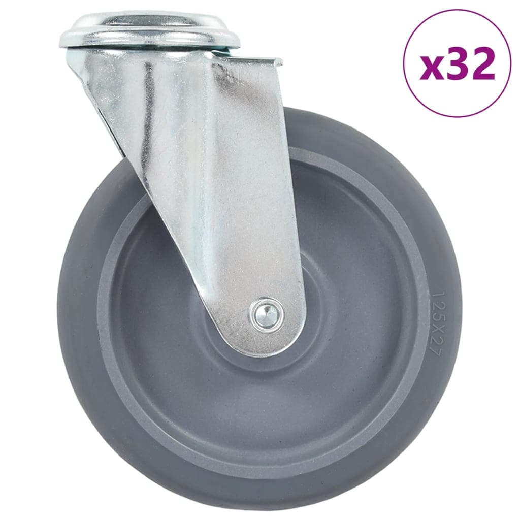 vidaXL 32 pcs rodas giratórias com orifício para parafuso 125 mm