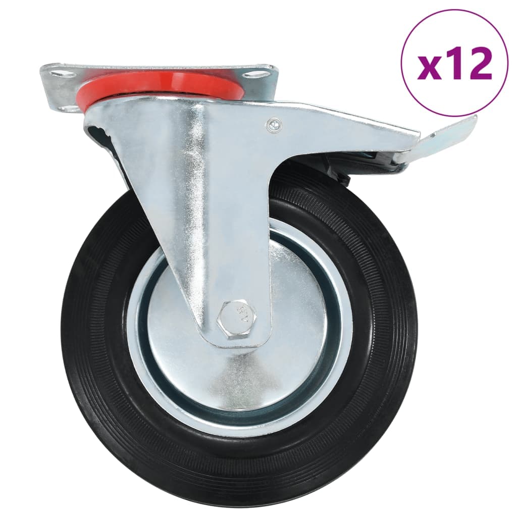 vidaXL 12 pcs rodas giratórias 200 mm