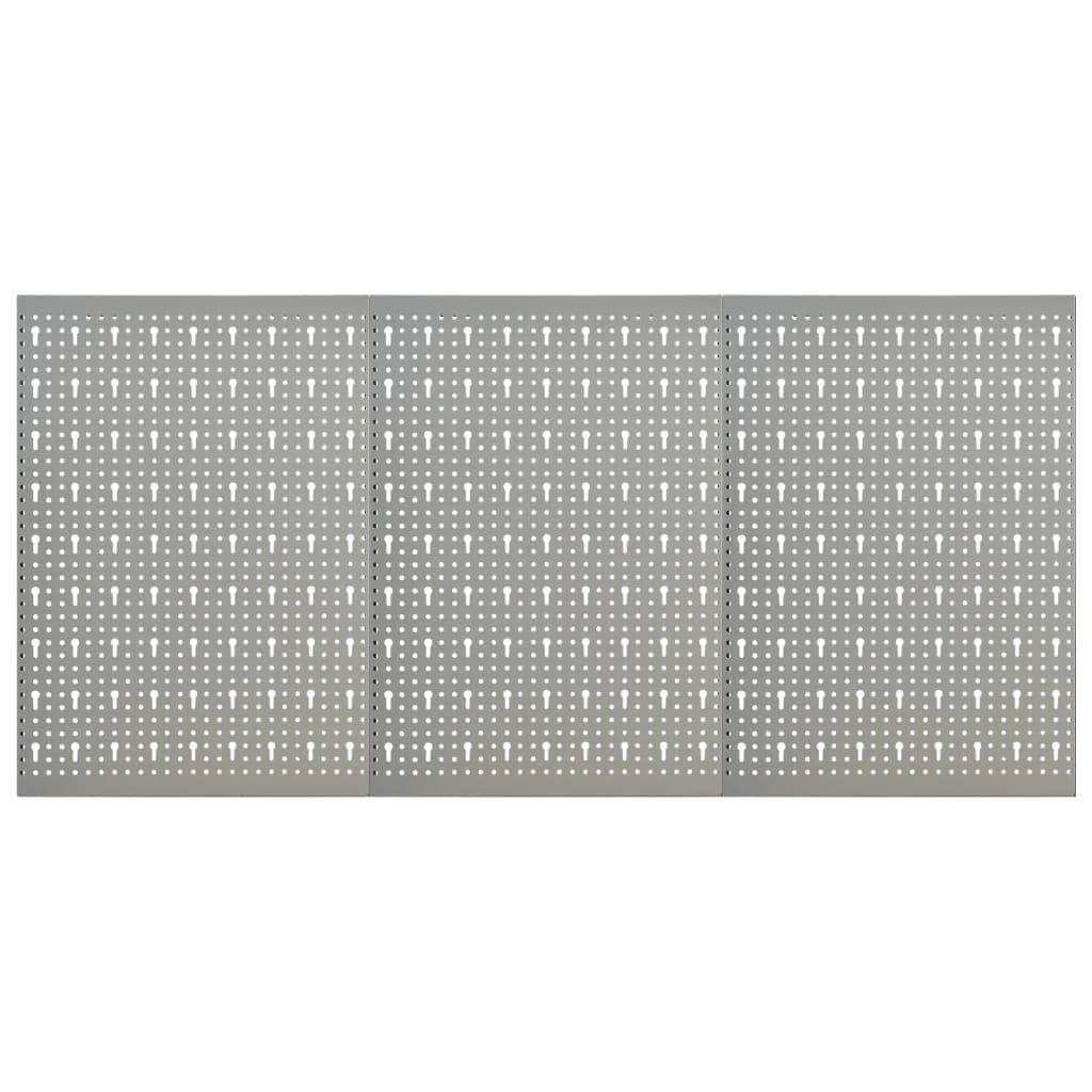 vidaXL Placas perfuradas de parede 3 pcs 40x58 cm aço