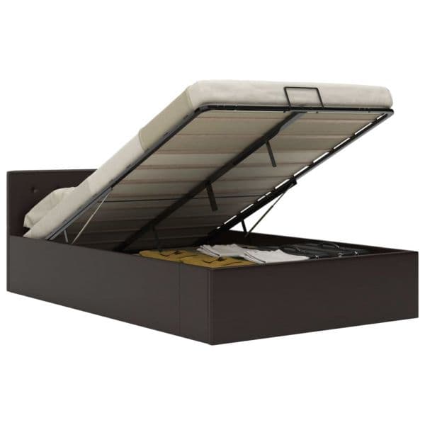 Cama Hidráulica com Arrumação 120x200cm Couro Artificial Cinza - 285524