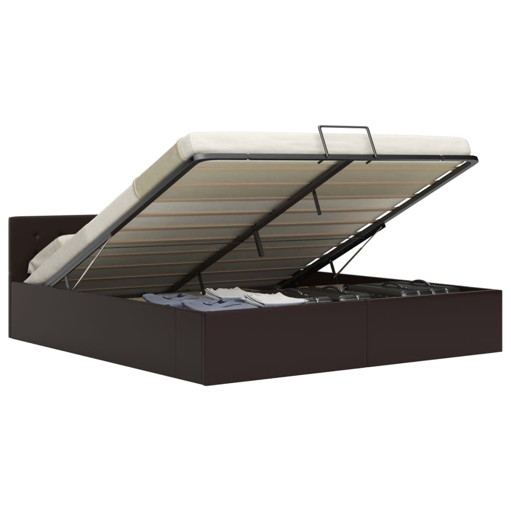 vidaXL Cama hidráulica c/ arrumação 160x200cm couro artificial cinza