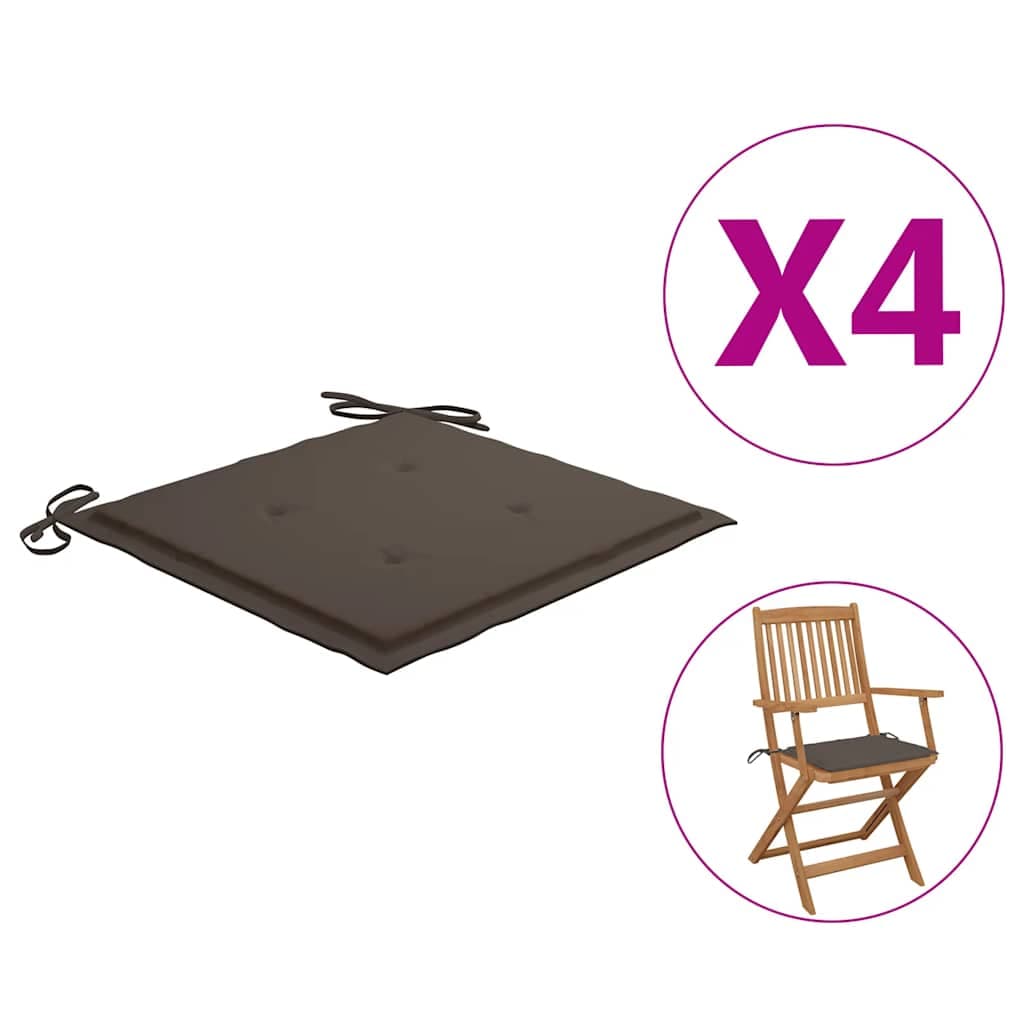 vidaXL Almofadões p/ cadeiras jardim 4 pcs oxford cinza-acastanhado