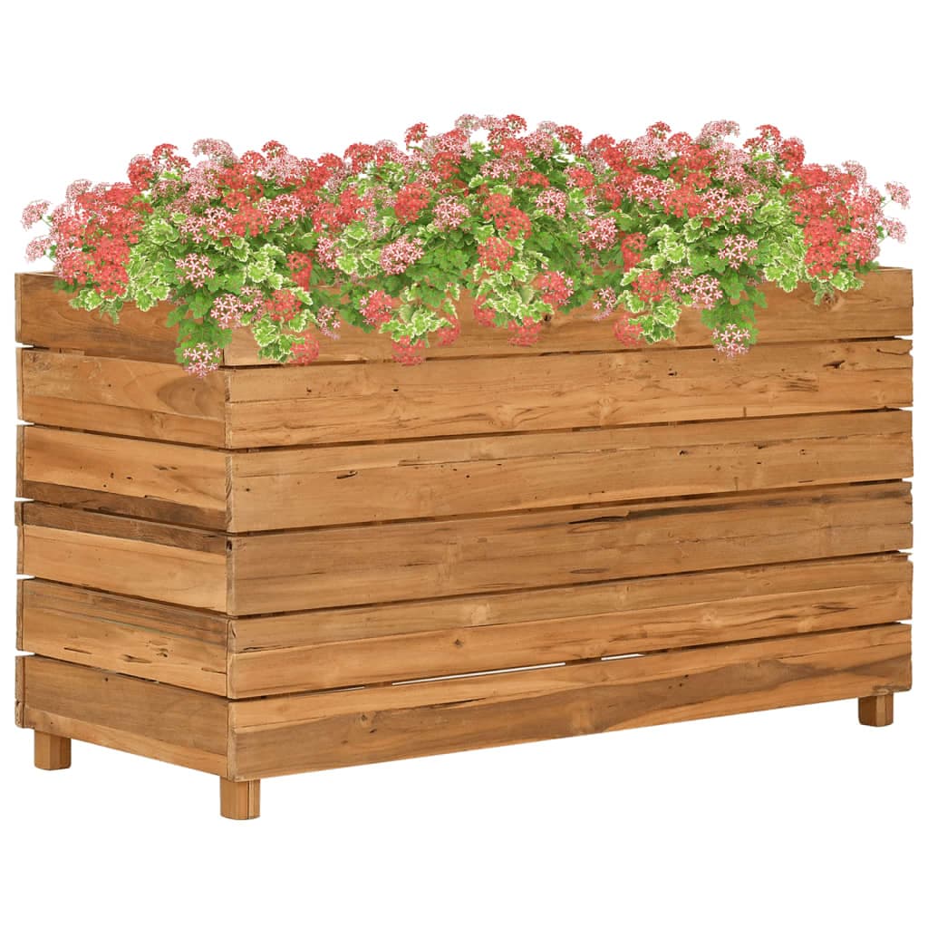 vidaXL Vaso/floreira 100x40x55 cm madeira de teca reciclada e aço