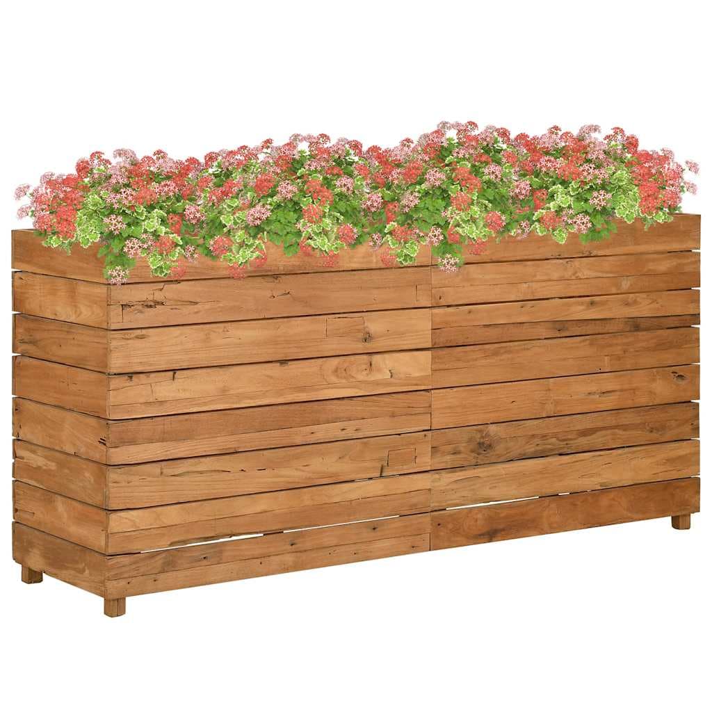 vidaXL Vaso/floreira 150x40x72 cm madeira de teca reciclada e aço