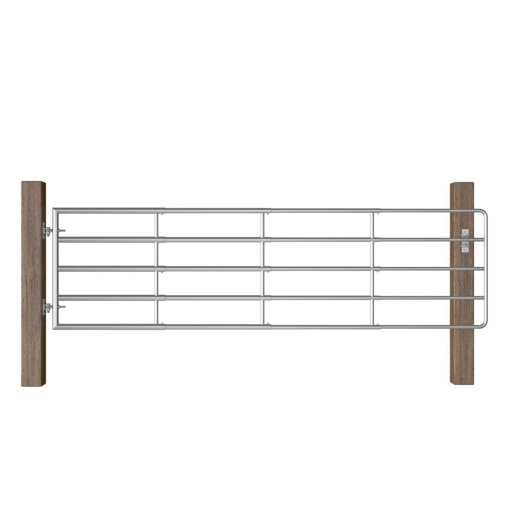 Portão para Campo 5 Barras Aço (115-300)x90 cm Prateado - 145986