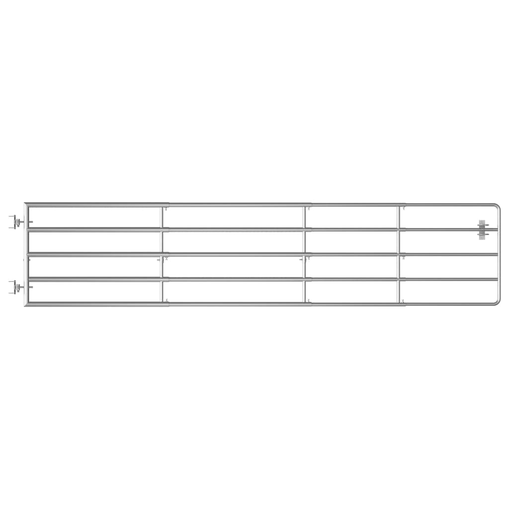 vidaXL Portão para campo 5 barras aço (150-400)x90 cm prateado
