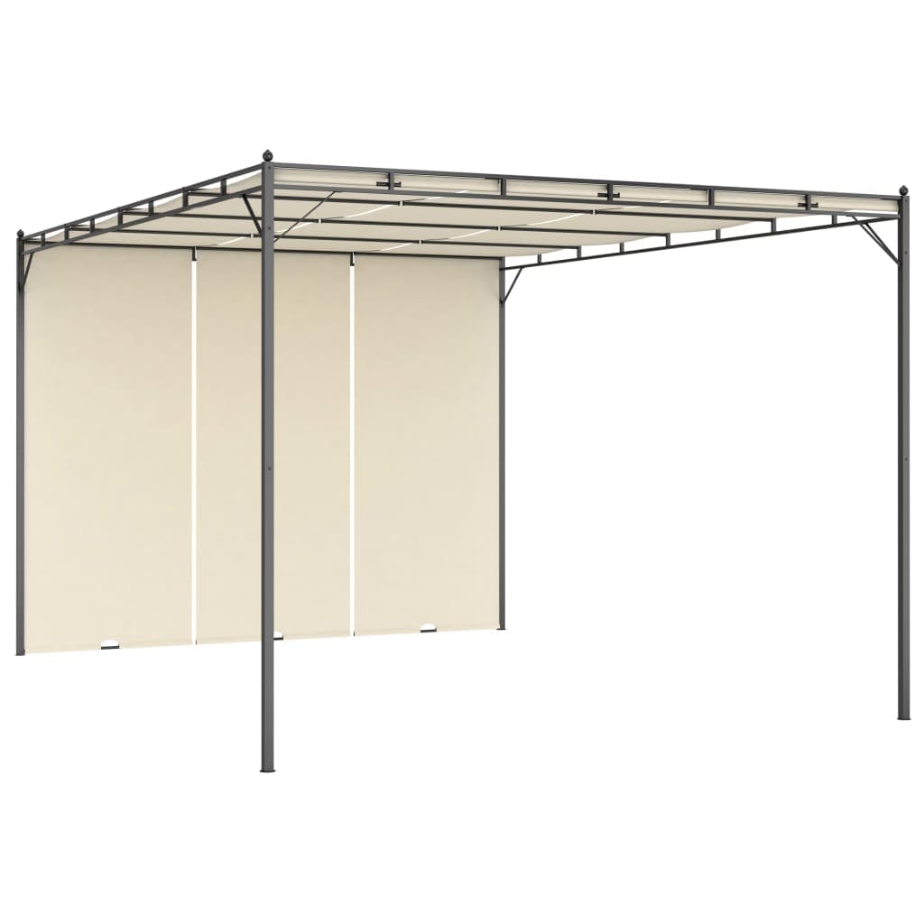 vidaXL Gazebo de jardim com cortina lateral 4x3x2,25m cor creme