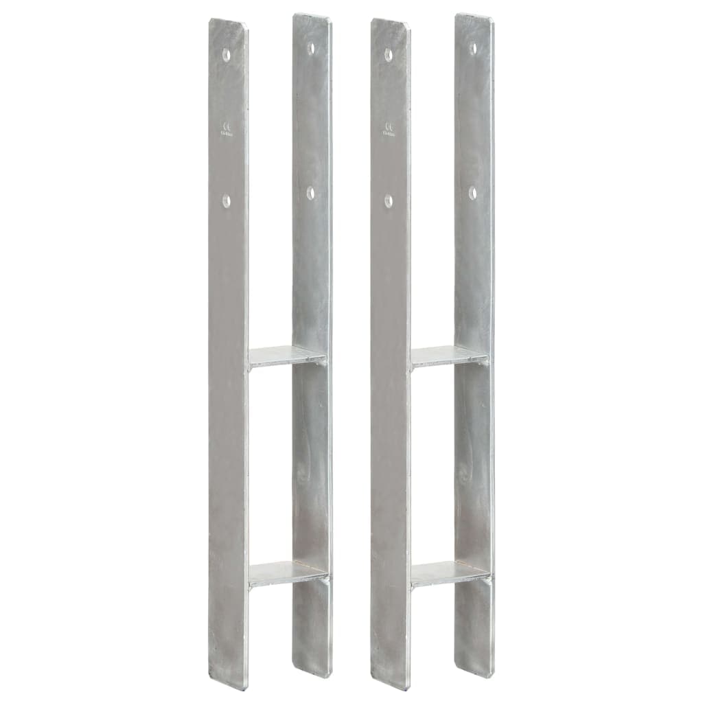 vidaXL Âncoras de vedação 2 pcs 8x6x60 cm aço galvanizado prateado