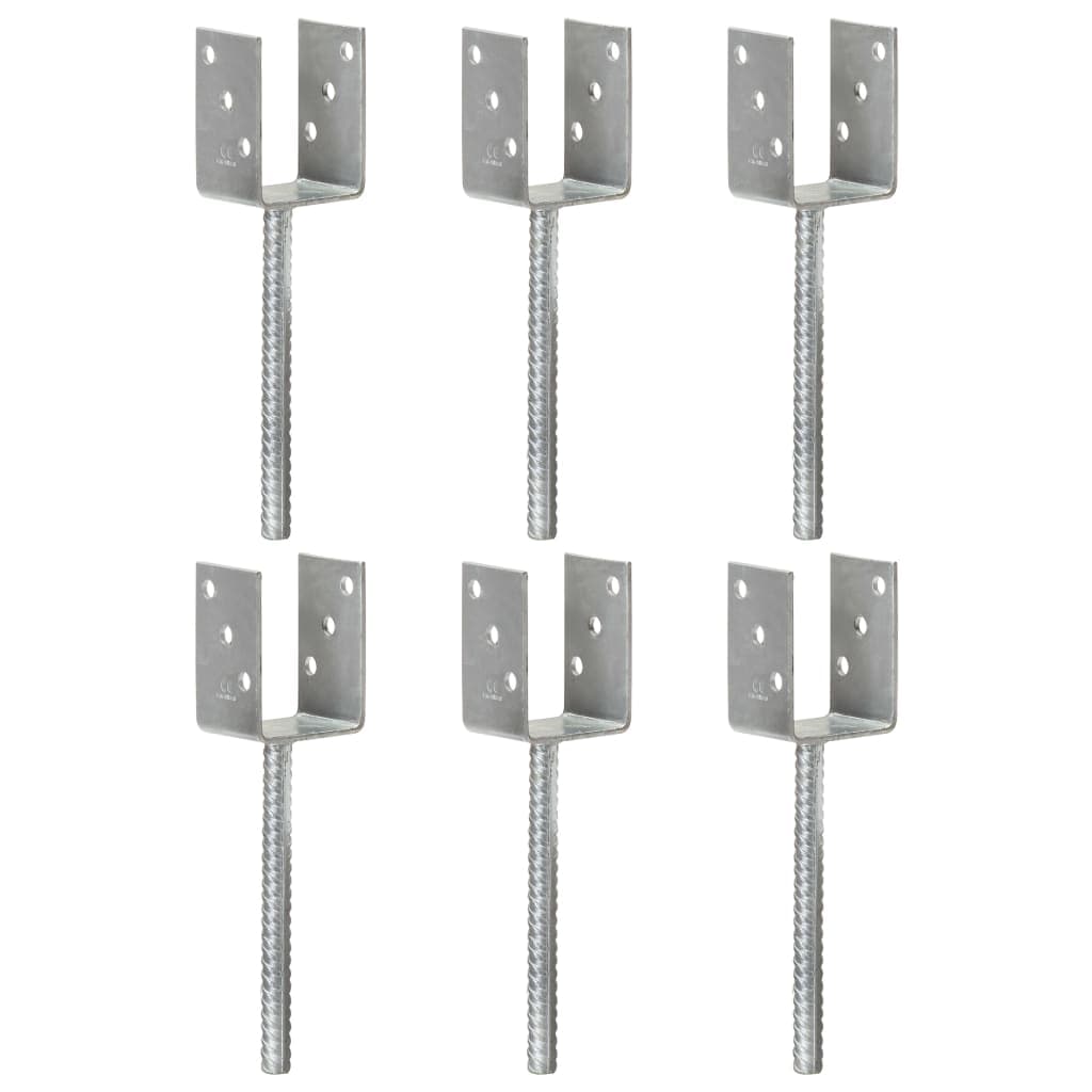 vidaXL Âncoras de vedação 6 pcs 7x6x30 cm aço galvanizado prateado