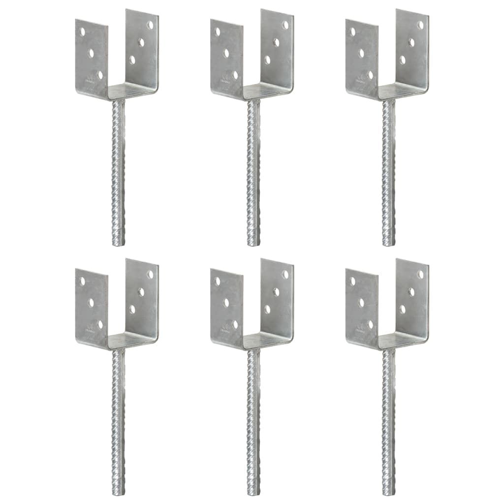 vidaXL Âncoras de vedação 6 pcs 8x6x30 cm aço galvanizado prateado
