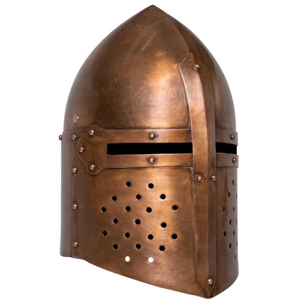 vidaXL Capacete de cavaleiro medieval réplica LARP aço cobre