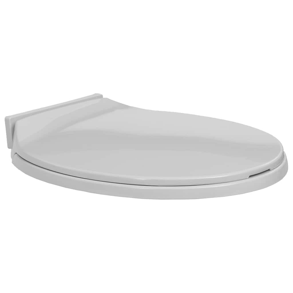 vidaXL Tampo de sanita oval com fecho suave cinzento-claro
