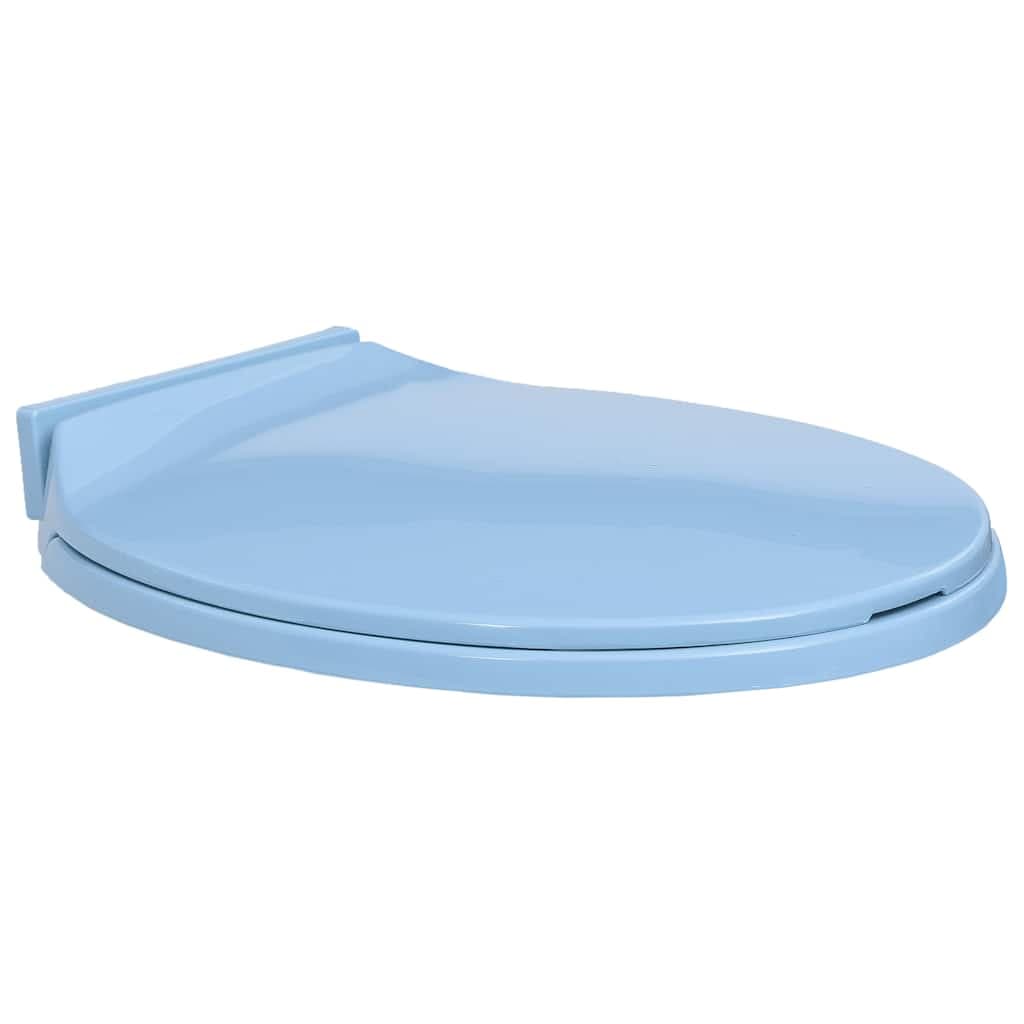 vidaXL Tampo de sanita oval com fecho suave azul